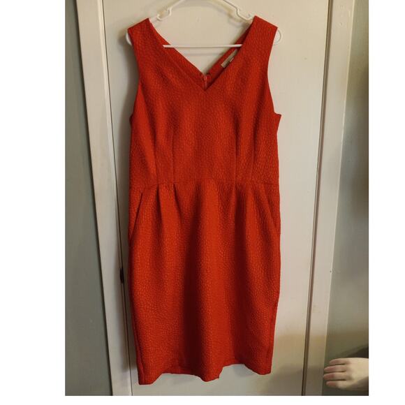 Banana Republic Red Textured Sleeveless Sheath Dress 14 Modest Church Dopamine - Picture 9 of 11